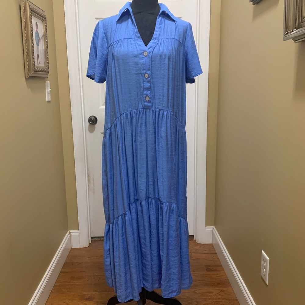 Umgee Blue Tiered Maxi Dress